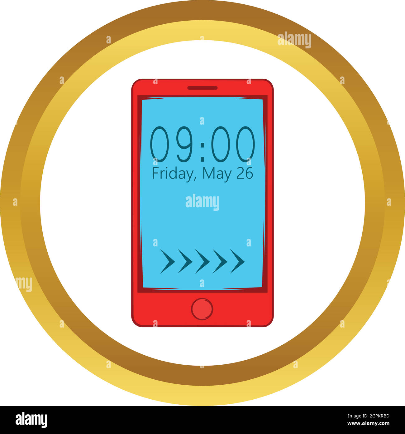 Smartphone avec réveil sur l'icône vecteur d'affichage Illustration de Vecteur