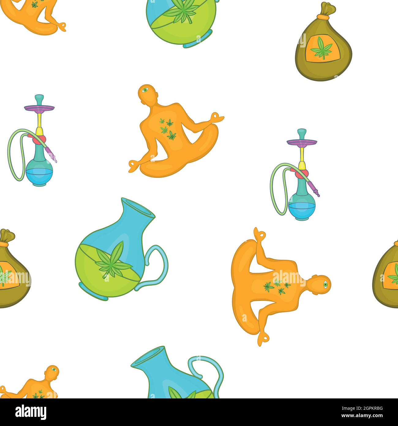 Motif de consommation de marijuana, style dessin animé Illustration de Vecteur