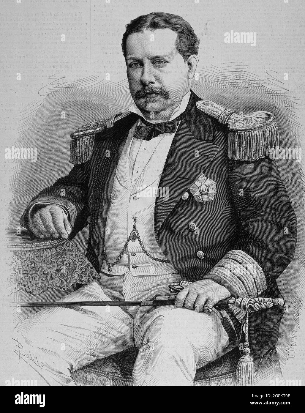 LUIS I DE BRAGANZA. REY DE PORTUGAL . 1838-1889. GRABADO DE LA ILUSTRACION ESPAÑOLA Y AMERICANA. Banque D'Images