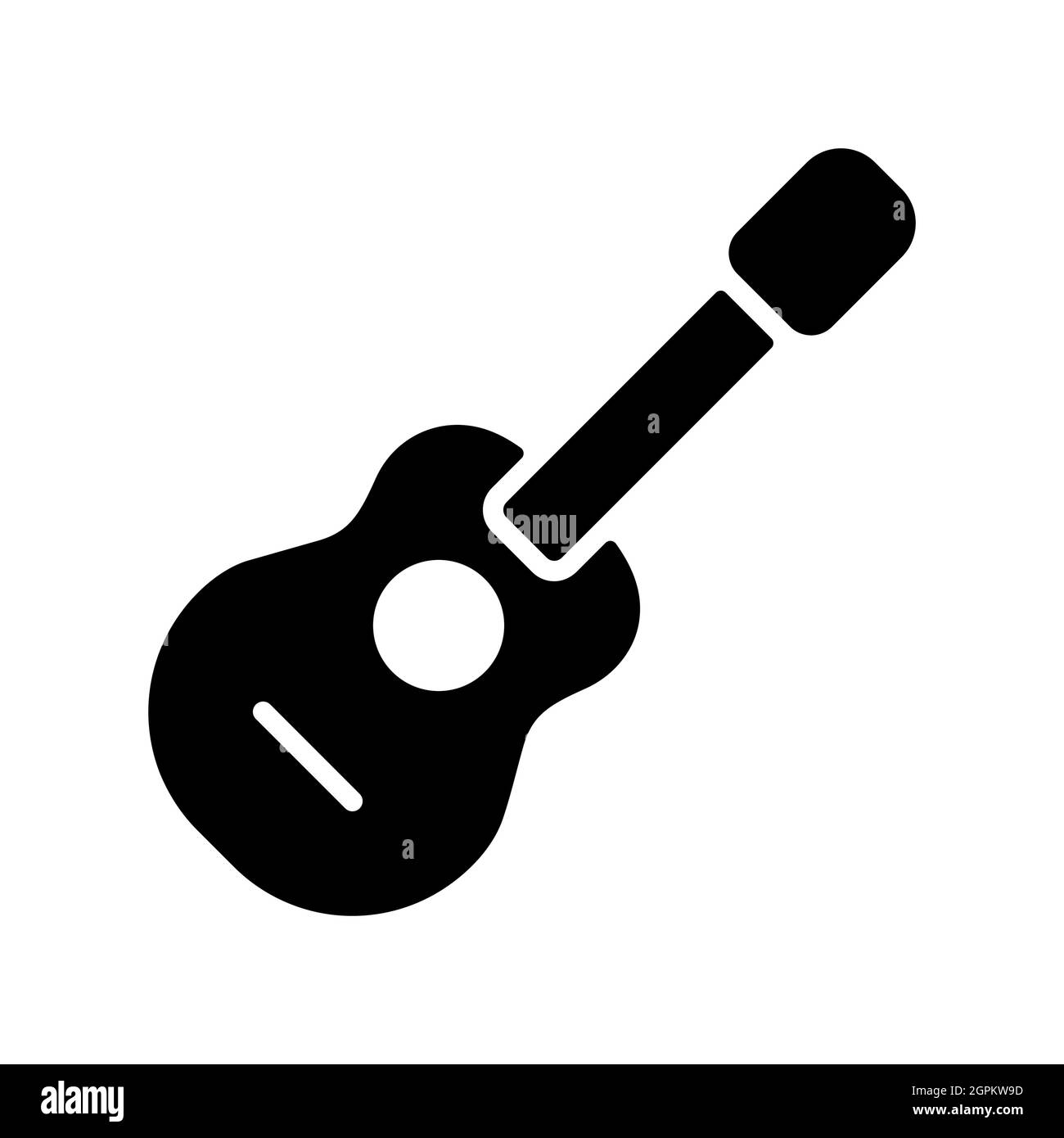 Icône de glyphe vectoriel de guitare acoustique classique. Signe musical Illustration de Vecteur