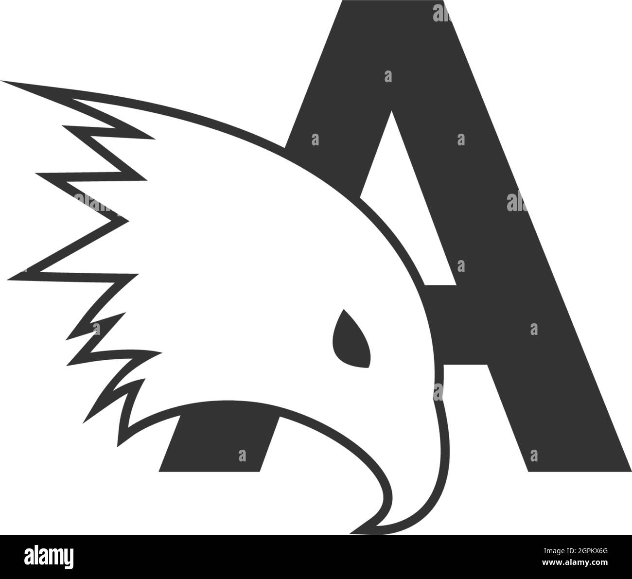 Lettre Une icône de logo avec modèle de symbole de tête falcon Illustration de Vecteur