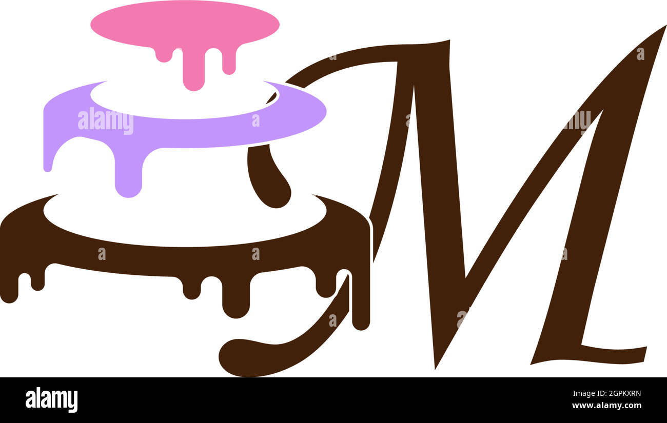 Lettre M icône avec motif gâteau de mariage modèle vectoriel Illustration de Vecteur