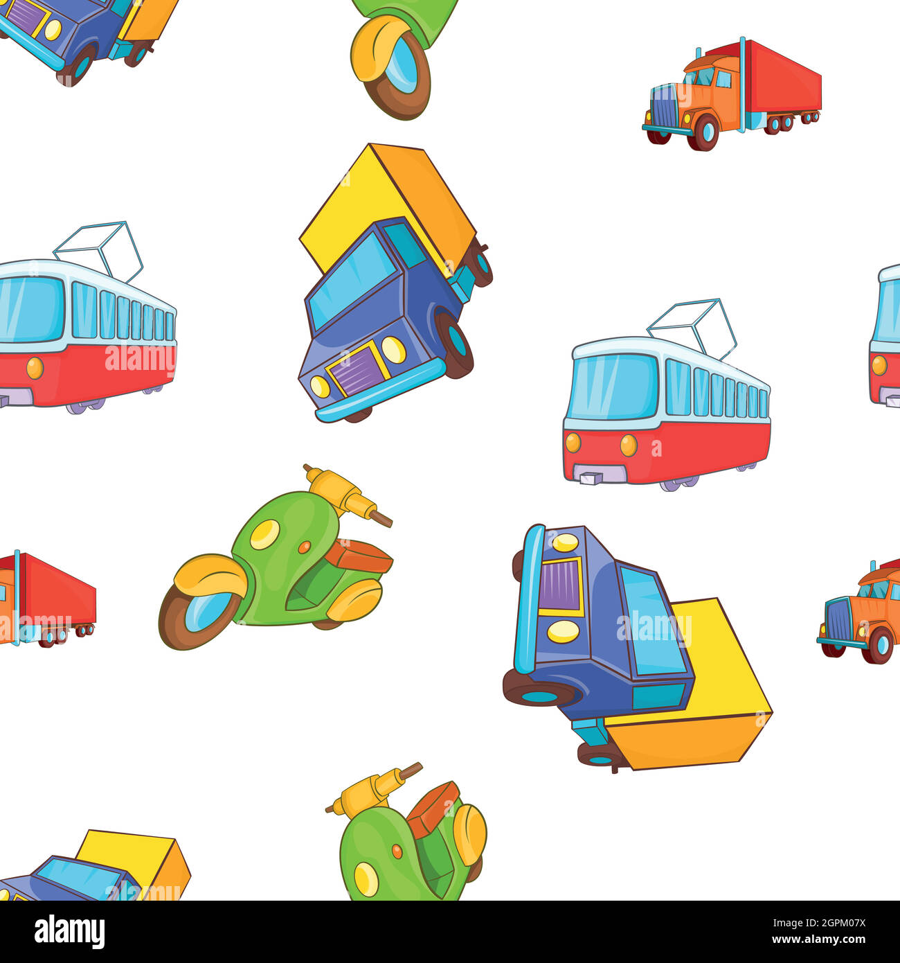 Motif de transport, style de dessin animé Illustration de Vecteur