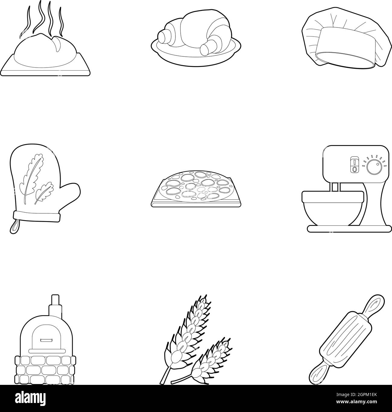 Patisserie icons set style du contour, Illustration de Vecteur