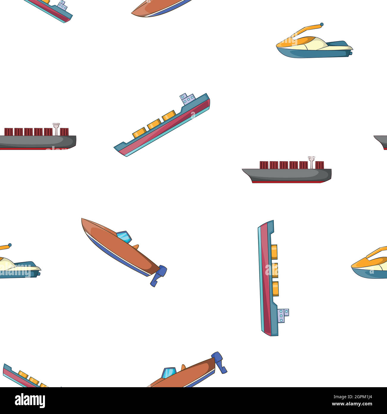 Motif bateau, style dessin animé Illustration de Vecteur