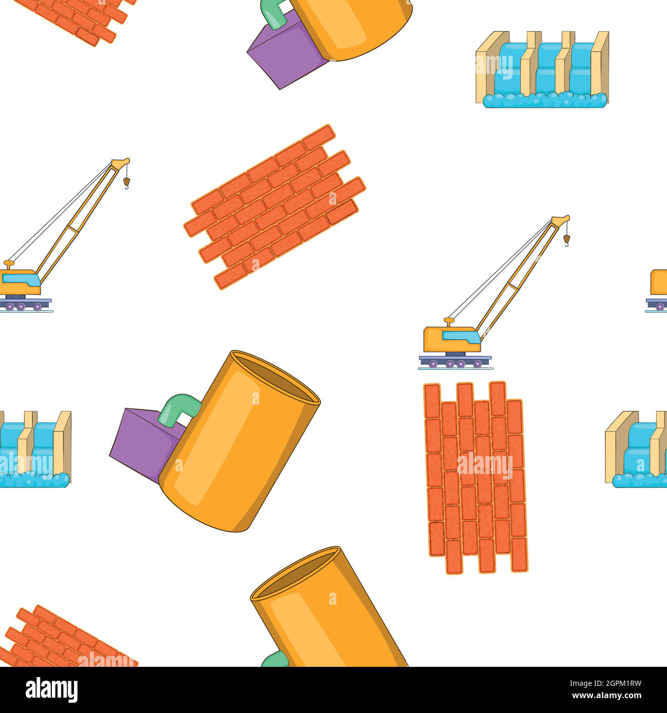 Motif industriel et de construction, style dessin animé Illustration de Vecteur