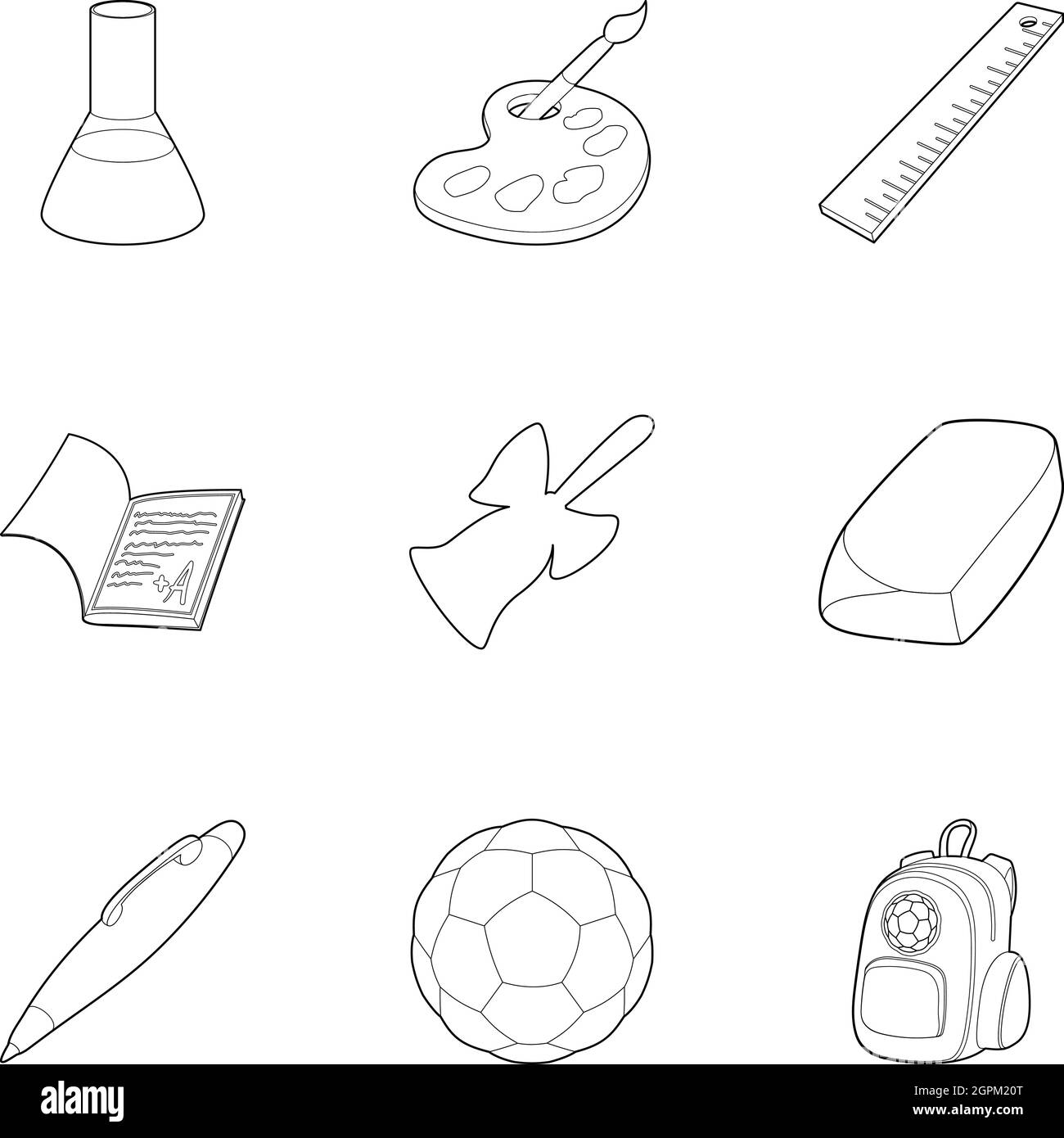 La scolarisation icons set style du contour, Illustration de Vecteur