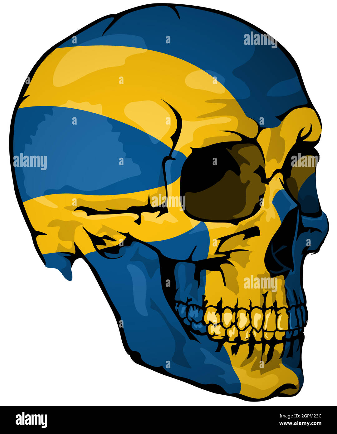 Drapeau suédois peint sur un crâne Illustration de Vecteur