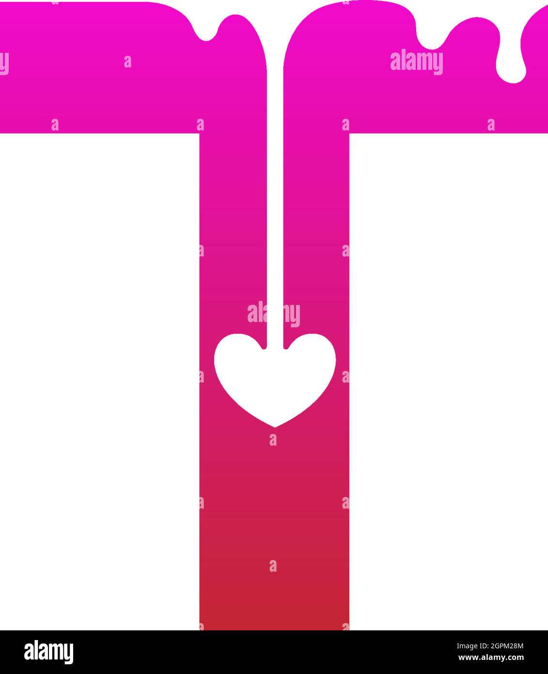 Modèle avec logo lettre T et symbole d'amour en fusion Illustration de Vecteur