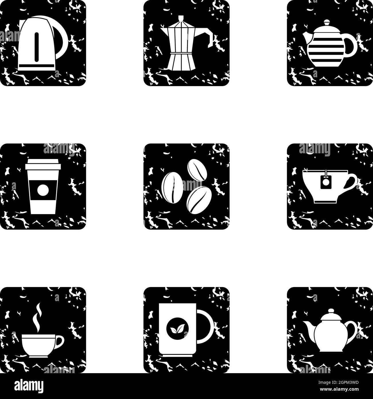Ensemble d'icônes de café, style grunge Illustration de Vecteur Ensemble d'icônes de café, style grunge Illustration de Vecteur
