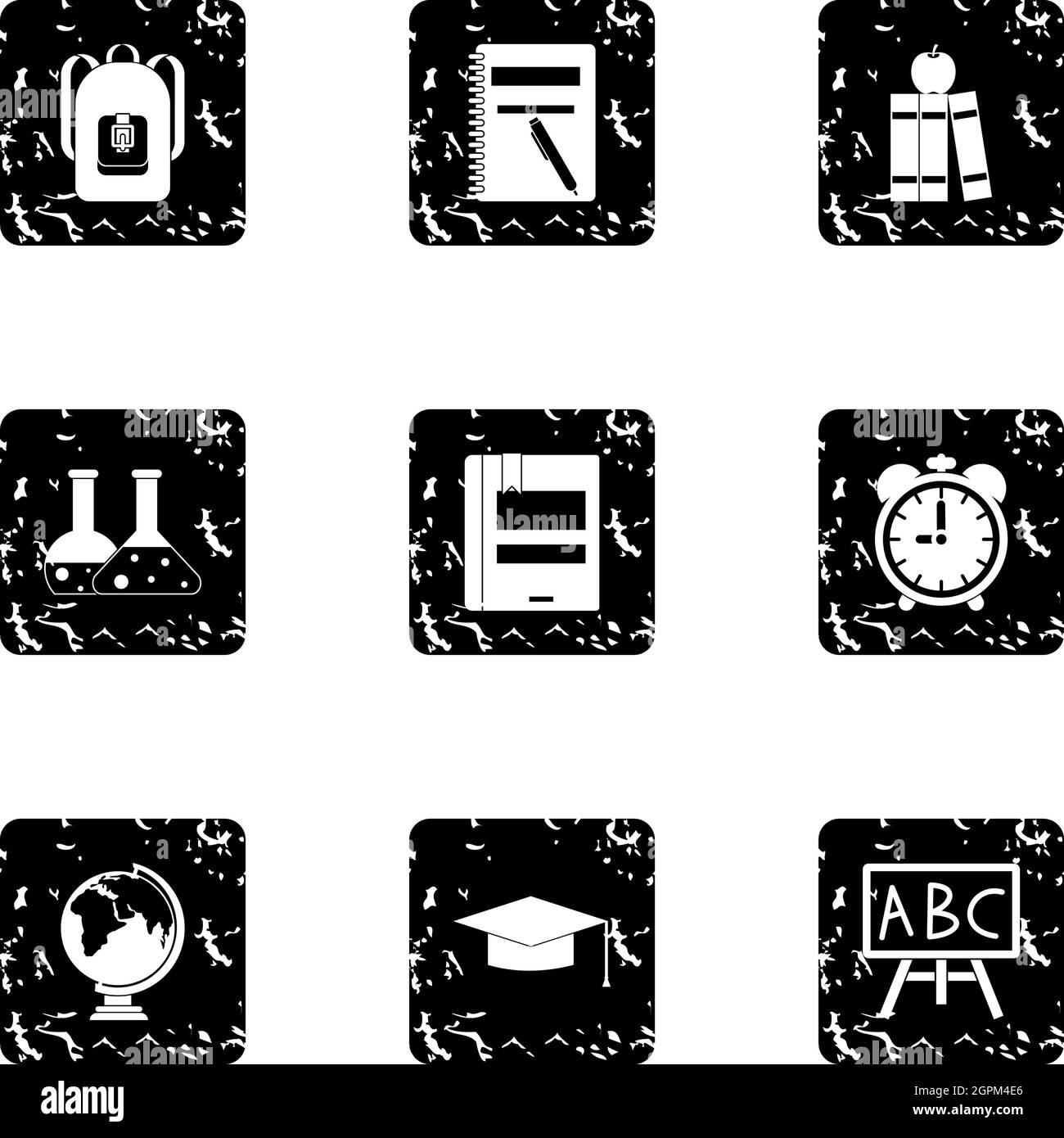 Schoolhouse icons set, grunge style Illustration de Vecteur