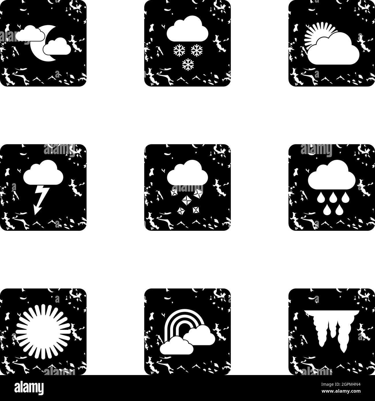 Météo icons set, grunge style Illustration de Vecteur