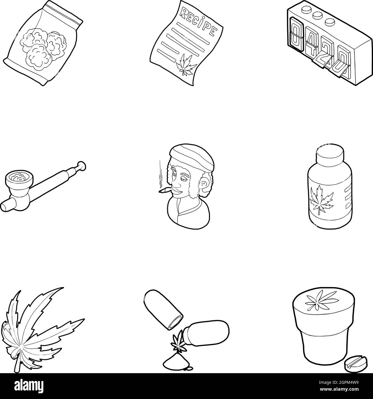 La marijuana icons set style du contour, Illustration de Vecteur