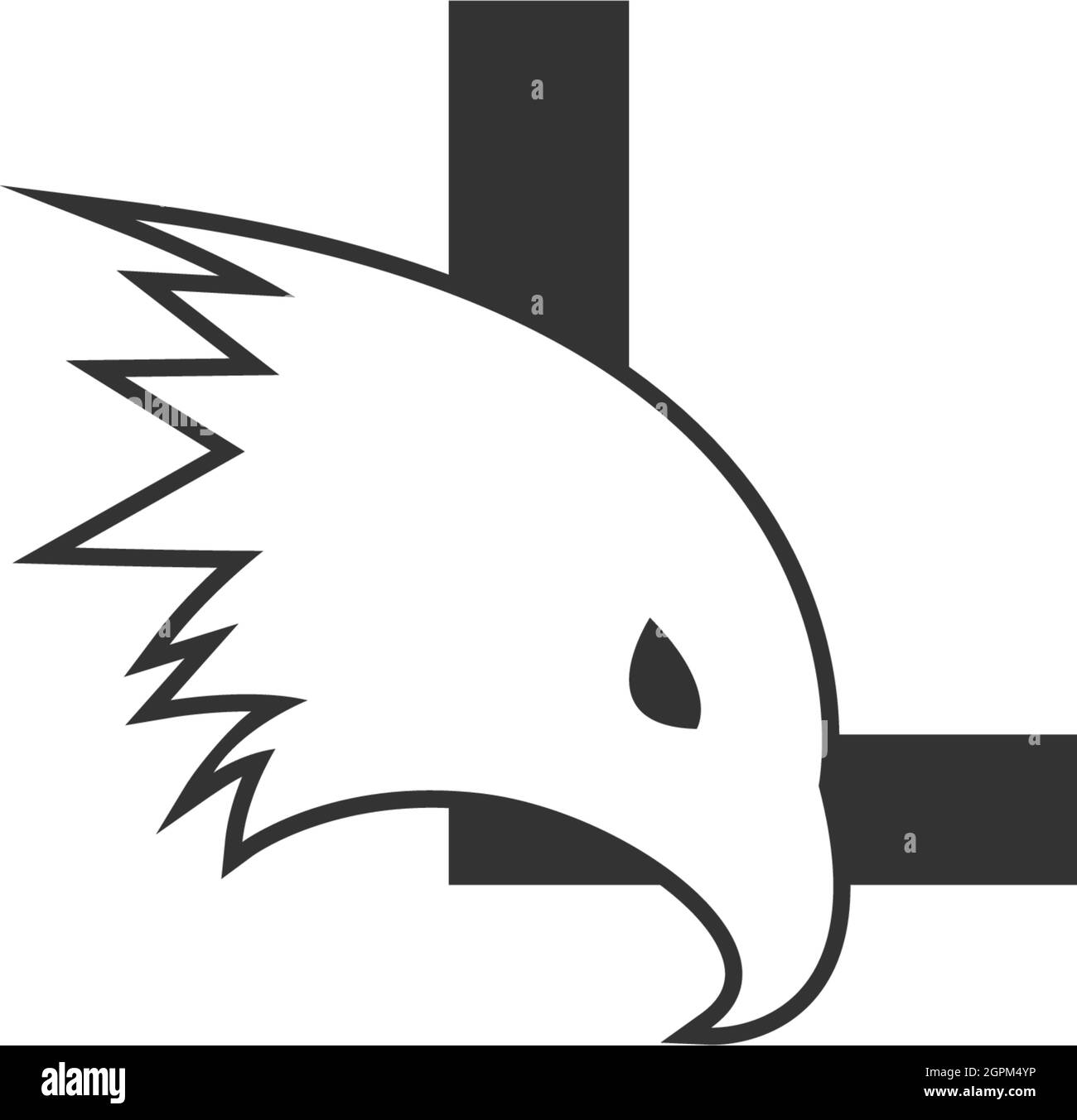 Icône de logo lettre L avec modèle de symbole de tête falcon Illustration de Vecteur