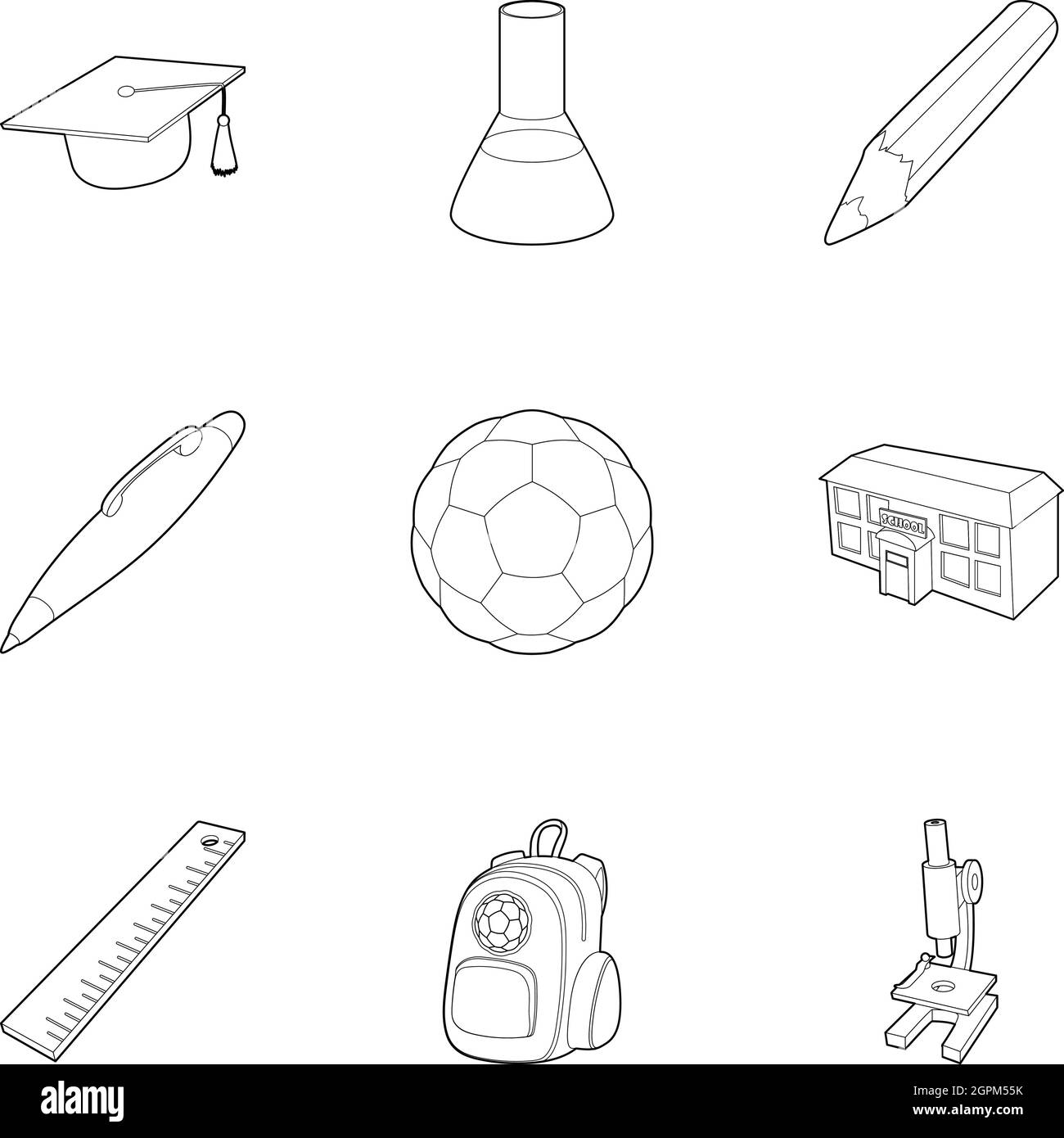 Les icônes de l'école, définir le style contour Illustration de Vecteur