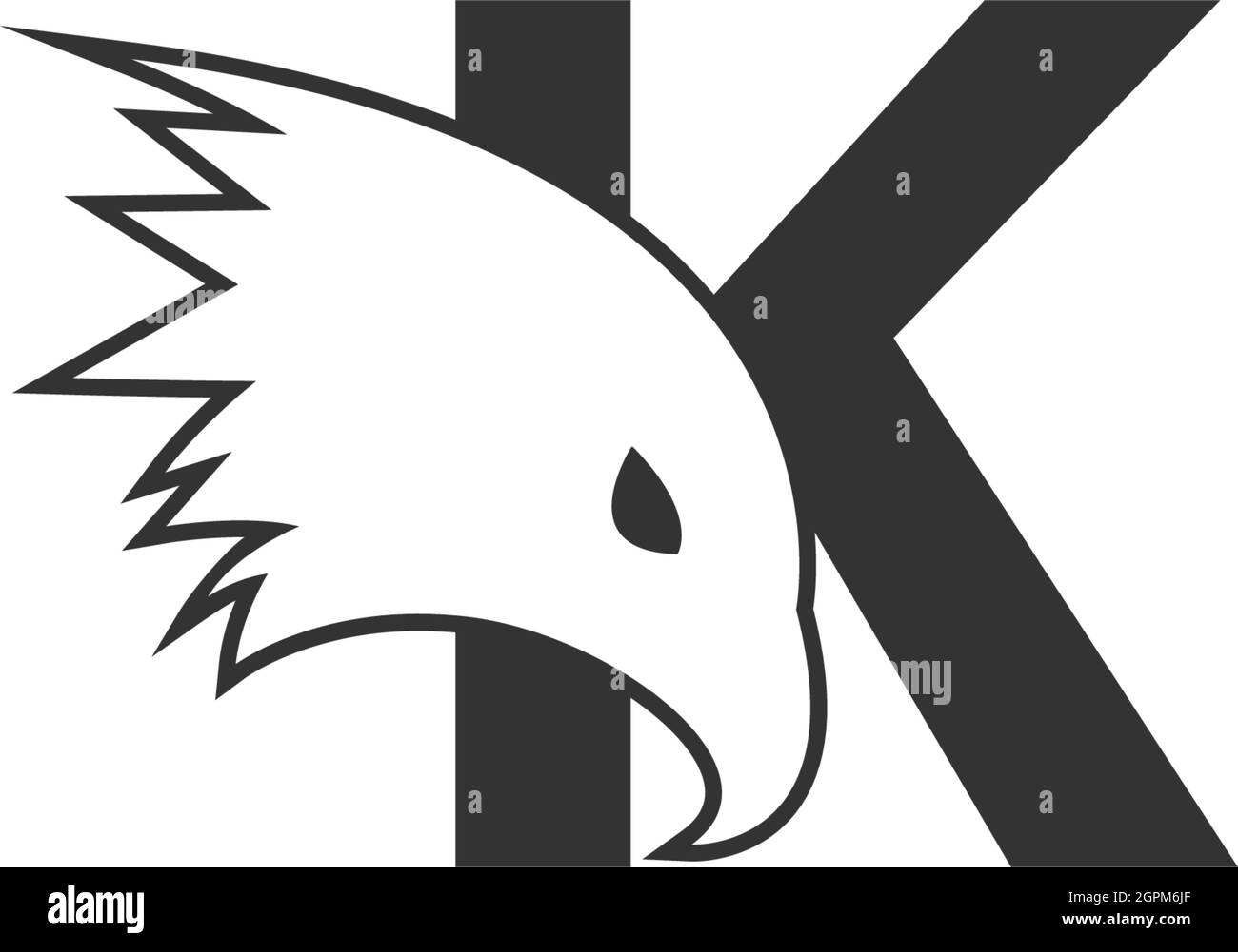 Icône de logo lettre K avec modèle de symbole de tête falcon Illustration de Vecteur