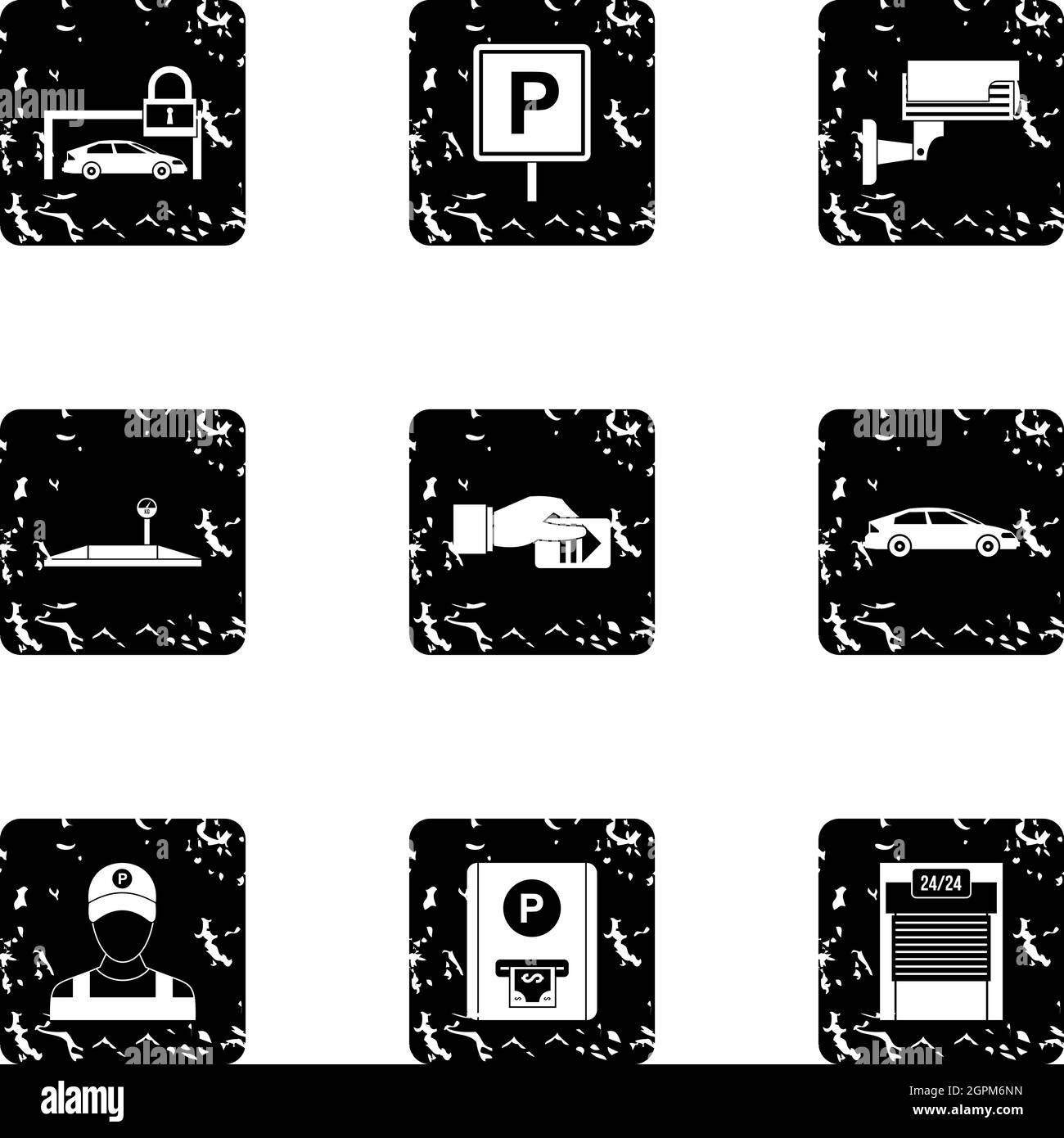 Service de voiturier icons set, grunge style Illustration de Vecteur
