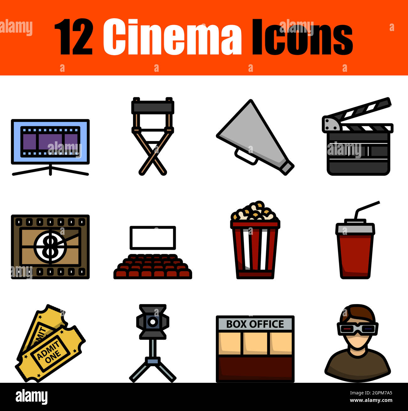 Cinéma Icon Set Illustration de Vecteur
