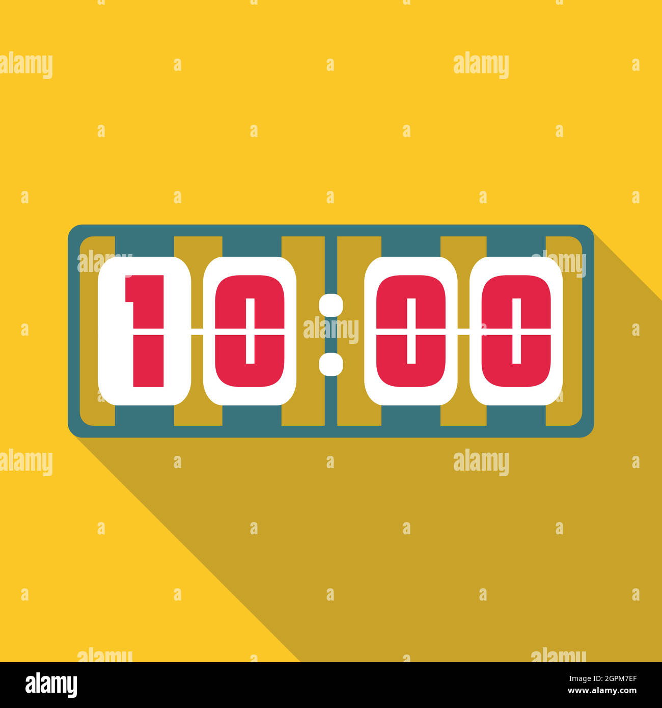 Icône d'horloge numérique jaune, style plat Illustration de Vecteur