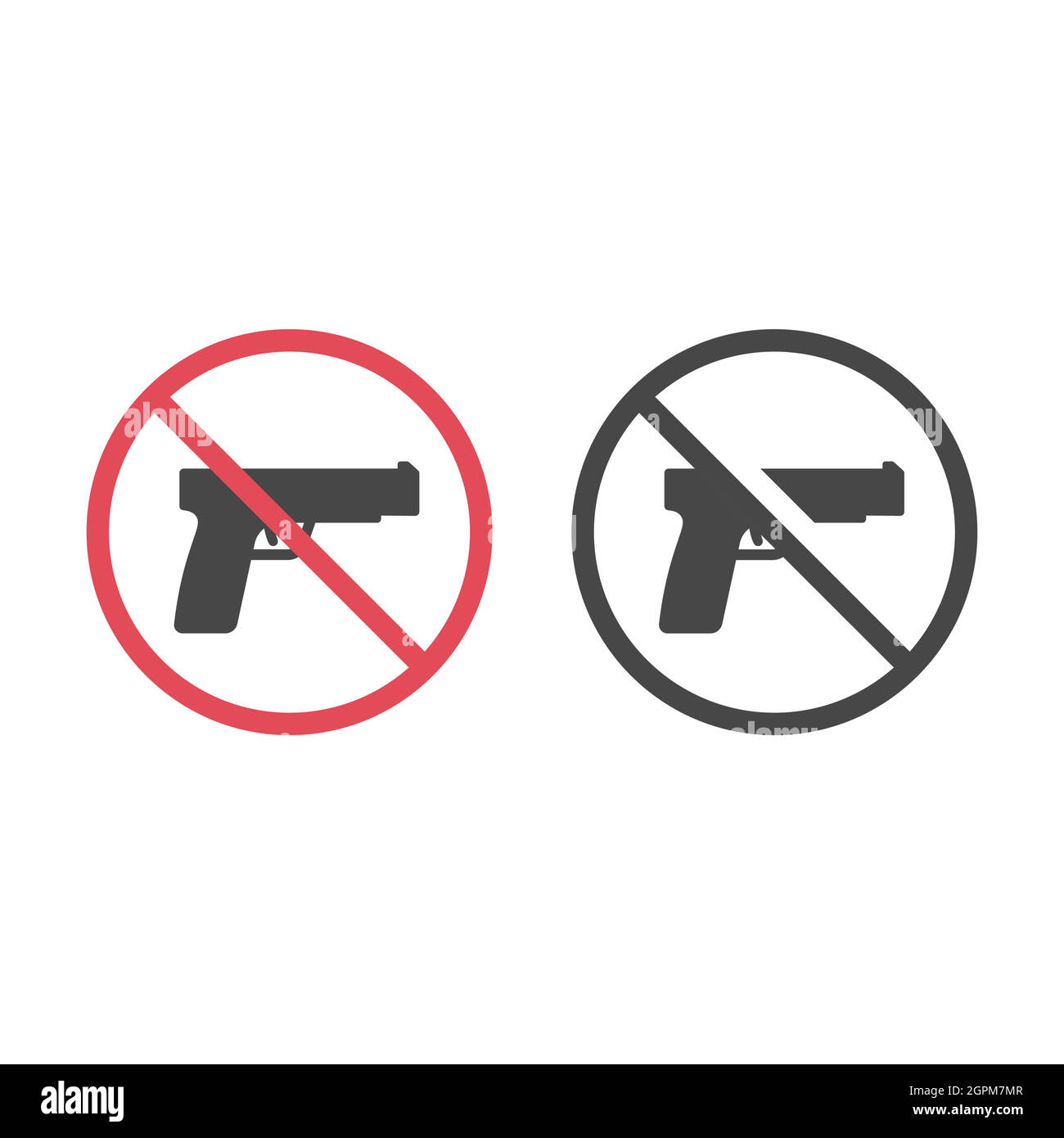 Pas d'armes à feu rouge symbole de vecteur d'interdiction Illustration de Vecteur