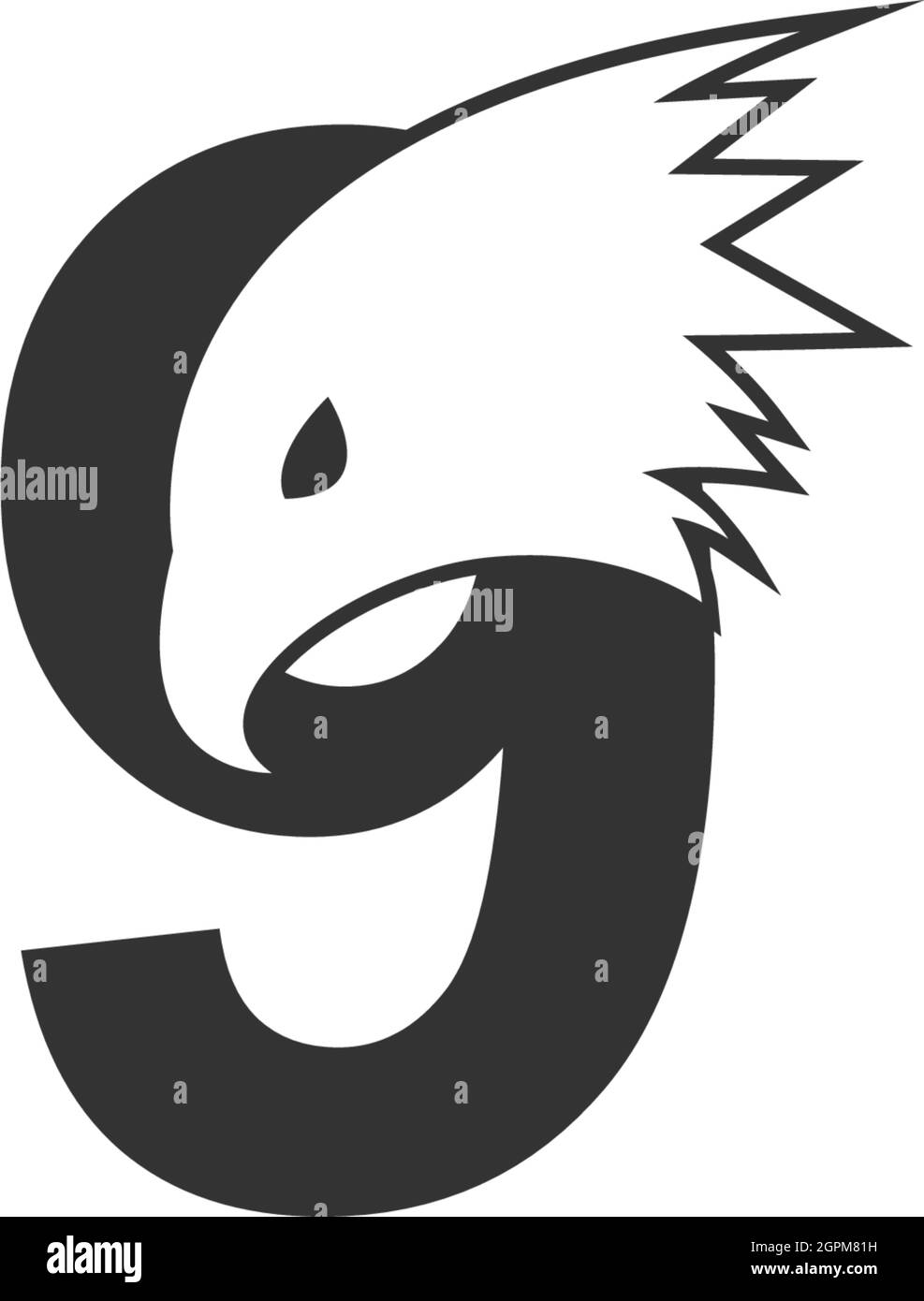 Icône de logo numéro 9 avec modèle de symbole de conception de tête falcon Illustration de Vecteur