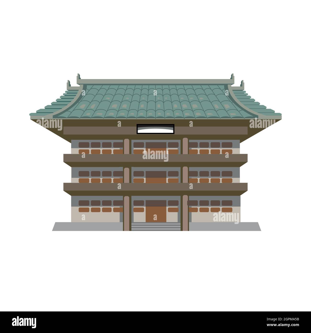 Illustration japonaise traditionnelle Big House ou Palace à vecteur plat pour élément de conception Illustration de Vecteur