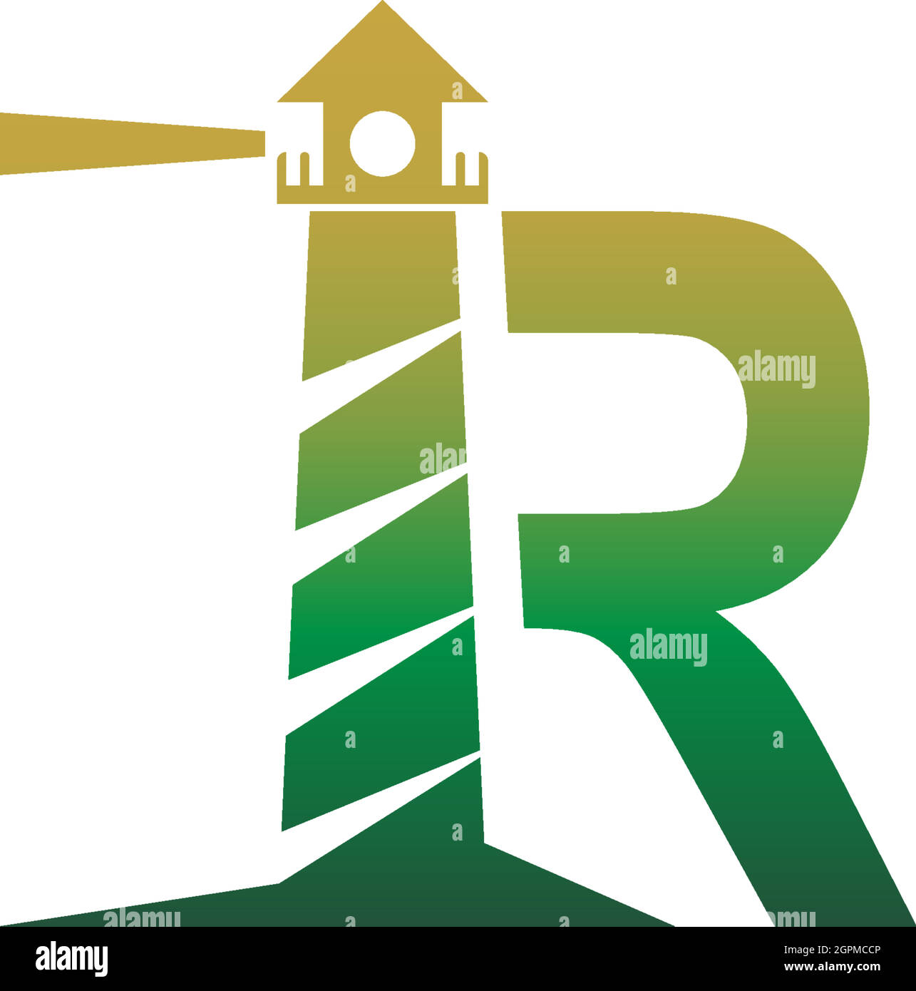 Modèle de conception de la lettre R avec logo d'icône de phare Illustration de Vecteur