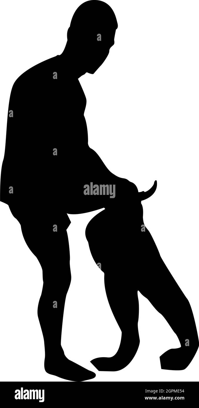 Silhouette homme habillant pantalon vêtements concept mettre sur son pantalon noir couleur vecteur illustration plat image de style Illustration de Vecteur