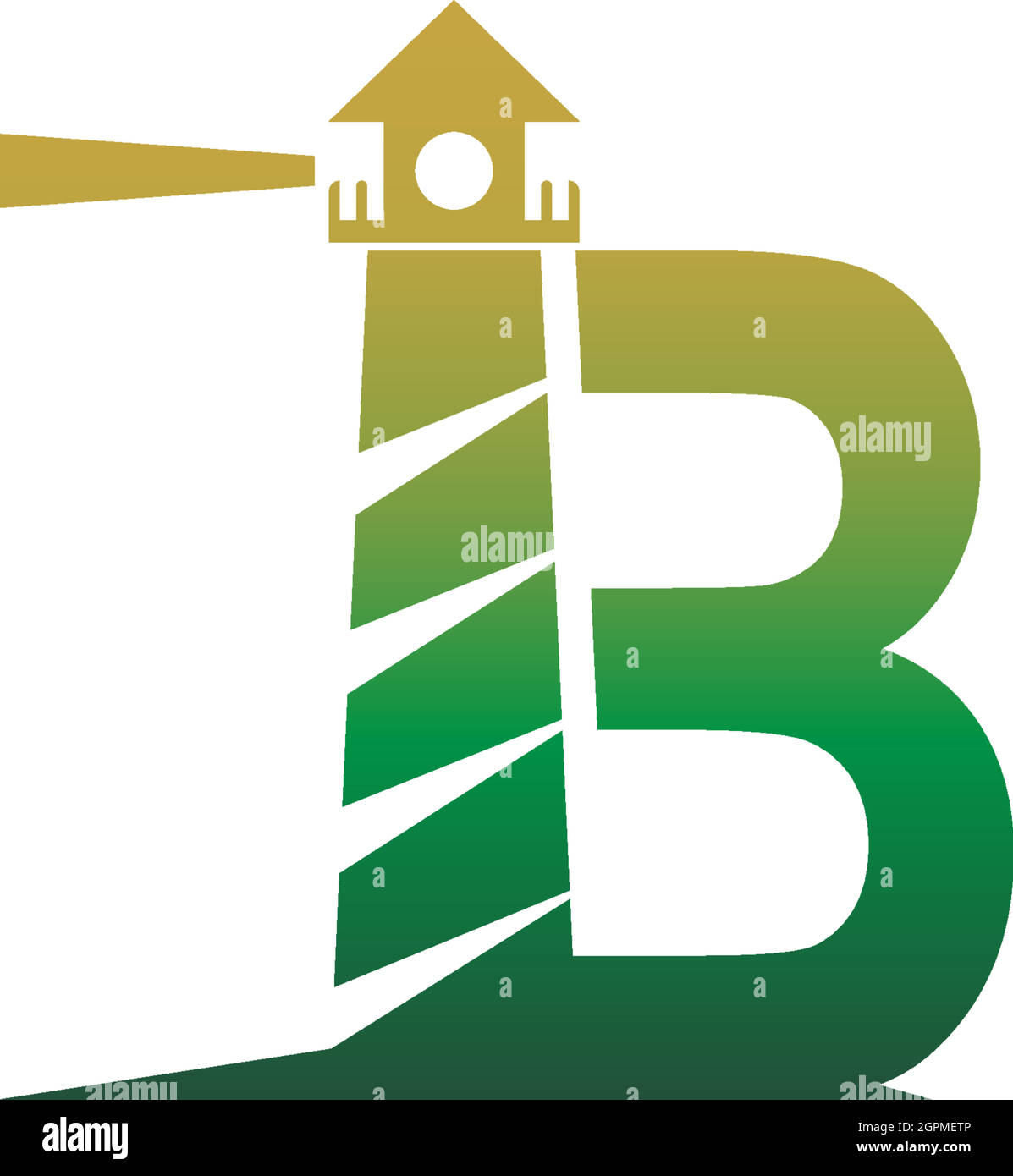 Modèle de conception de la lettre B avec logo d'icône de phare Illustration de Vecteur