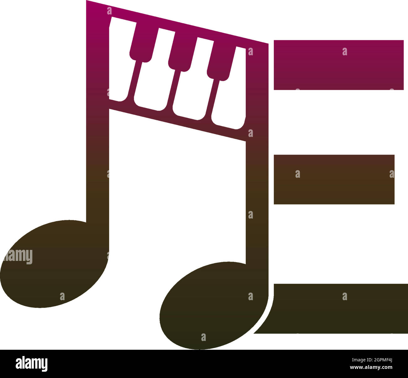 Icône de logo lettre E avec modèle de symbole de dessin de note musicale Illustration de Vecteur