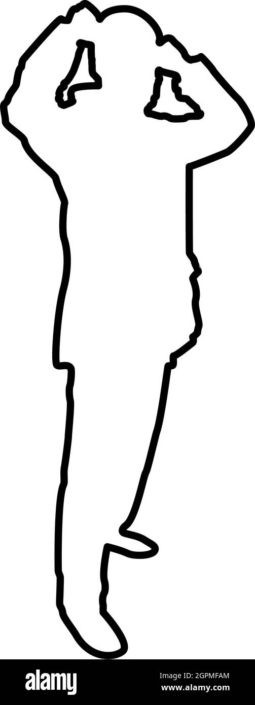 Homme habiller tissu dans le visage masque médical porter la poussière personnelle équipement de protection concept virus coronavirus grippe grippe grippe prévention de l'éclosion quarantaine protéger de la pollution de l'air contour contour noir couleur vecteur illustration image plate Illustration de Vecteur