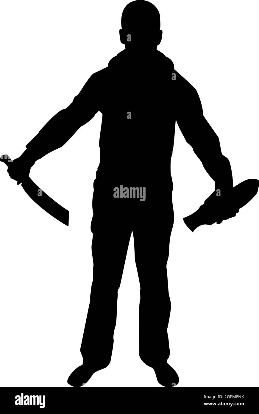 Silhouette homme avec une machette d'épée enlever la gaine scabard armes froides en main militaire homme militaire militaire militaire militaire militaire militaire militaire militaire militaire dans des positions chasseur avec le combat de couteau pose défenseur solide concept guerrier armes stand noir vecteur couleur illustration de style plat image Illustration de Vecteur