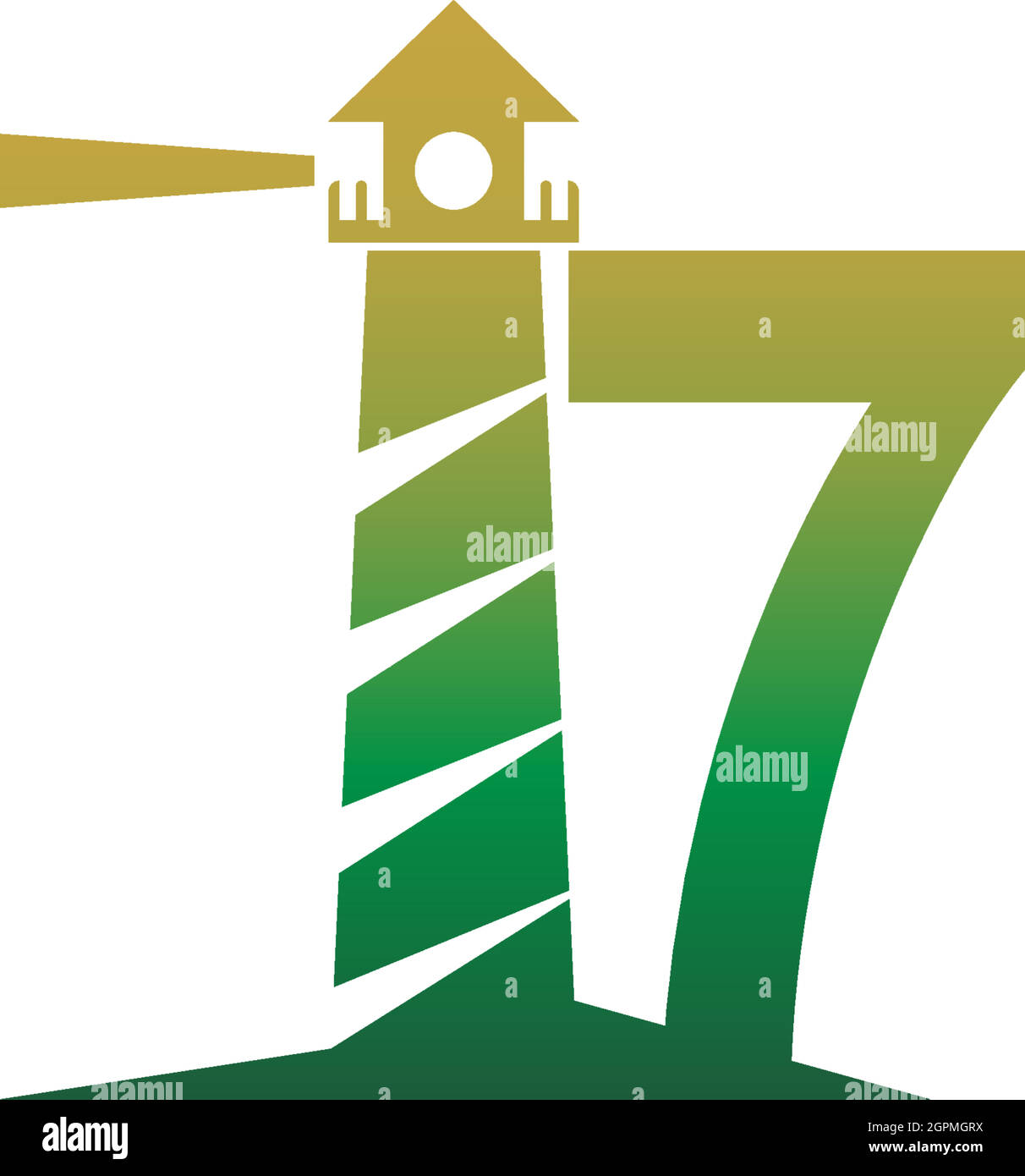 Numéro 7 avec modèle de conception de logo d'icône de phare Illustration de Vecteur
