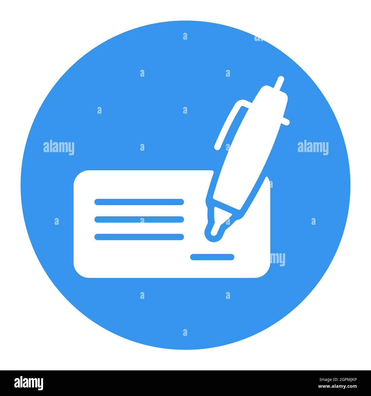 Chèque de banque vierge avec stylo et signature icône en glyphe blanc Illustration de Vecteur