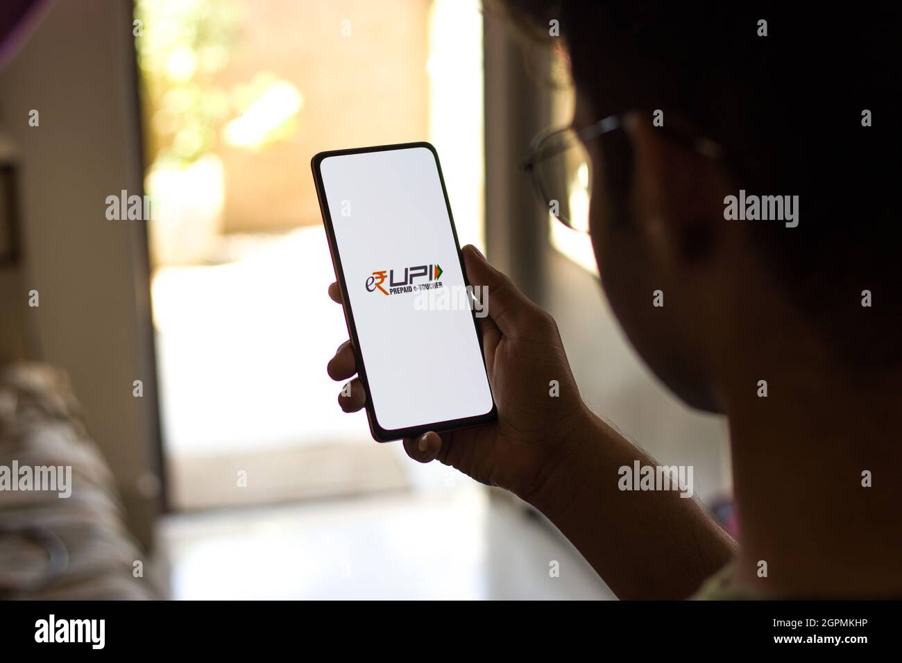 West Bangal, Inde - 28 septembre 2021 : logo e-Rupi sur image de stock d'écran de téléphone. Banque D'Images