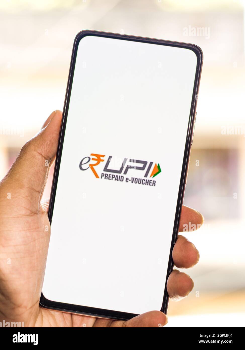 West Bangal, Inde - 28 septembre 2021 : logo e-Rupi sur image de stock d'écran de téléphone. Banque D'Images