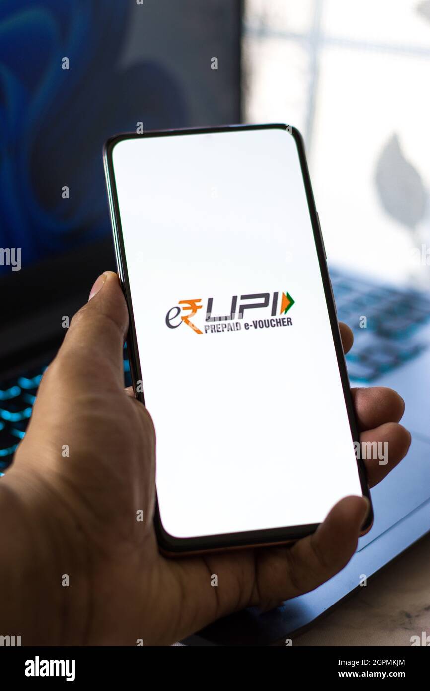 West Bangal, Inde - 28 septembre 2021 : logo e-Rupi sur image de stock d'écran de téléphone. Banque D'Images
