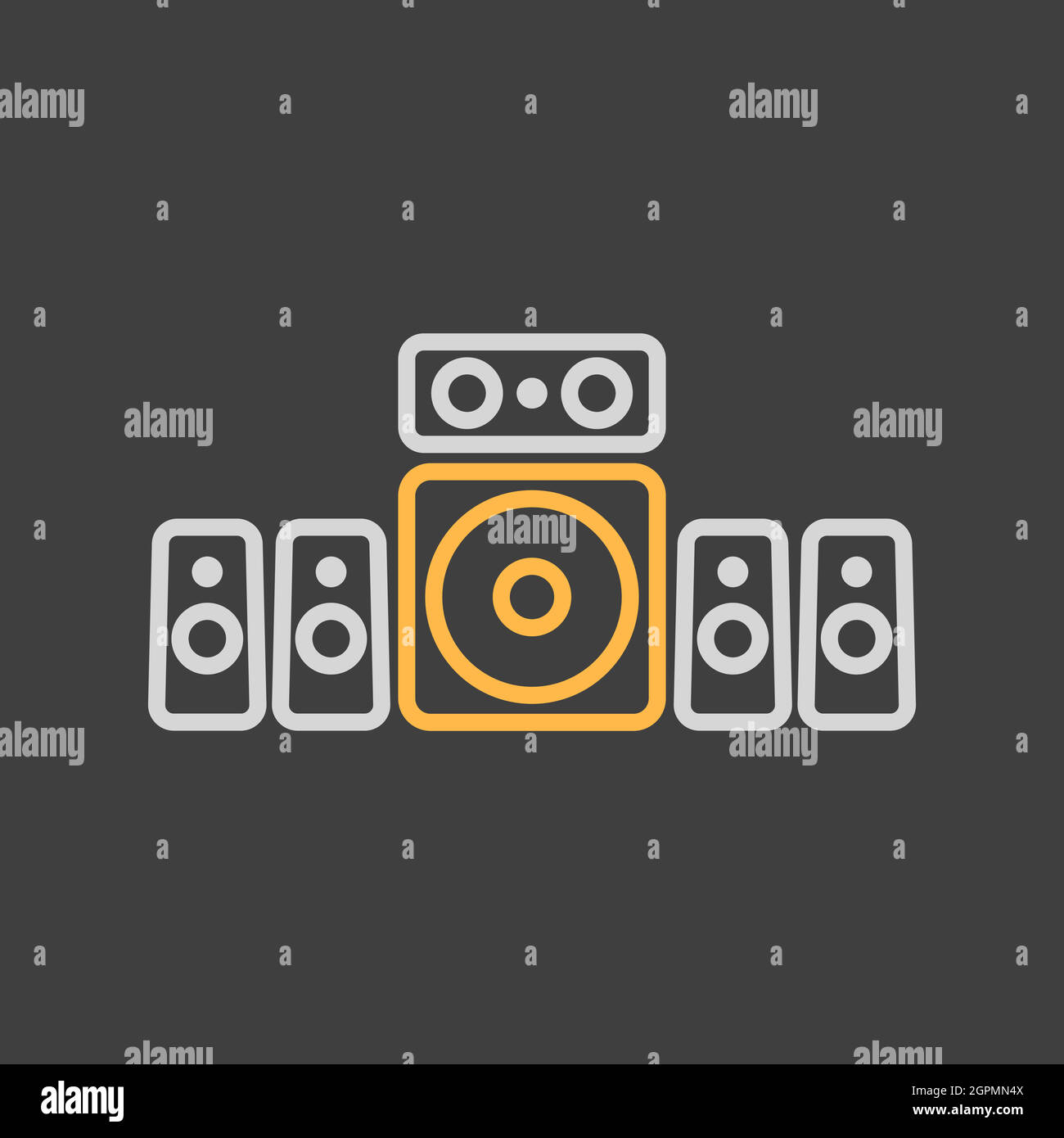 icône de vecteur du système de son surround 5.1 sur fond sombre Illustration de Vecteur