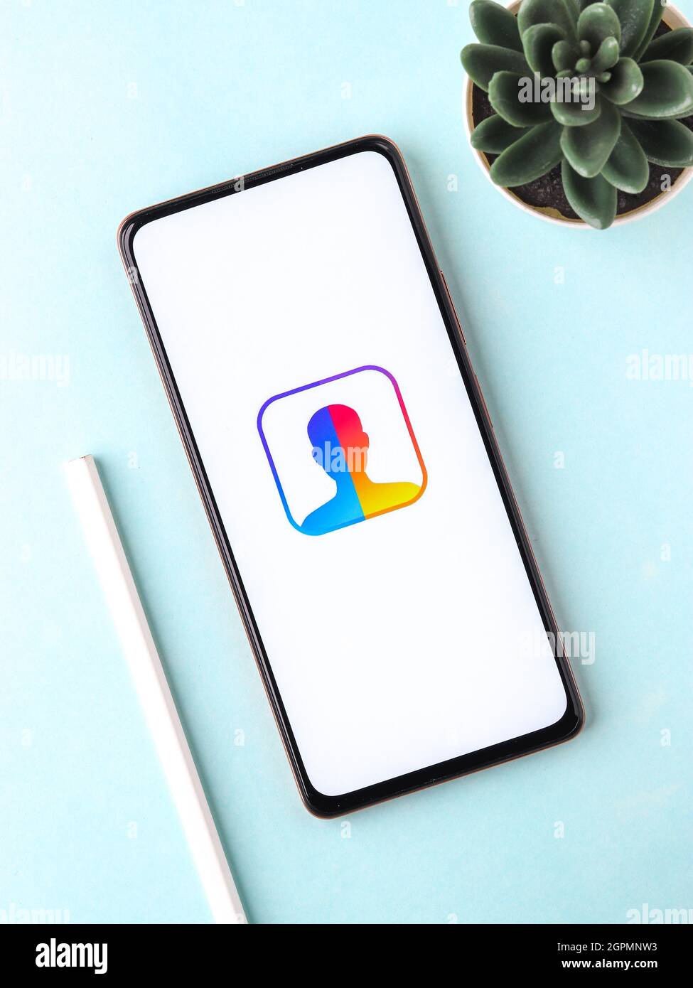 West Bangal, Inde - 28 septembre 2021 : logo de Faceapp sur l'image de stock de l'écran du téléphone. Banque D'Images