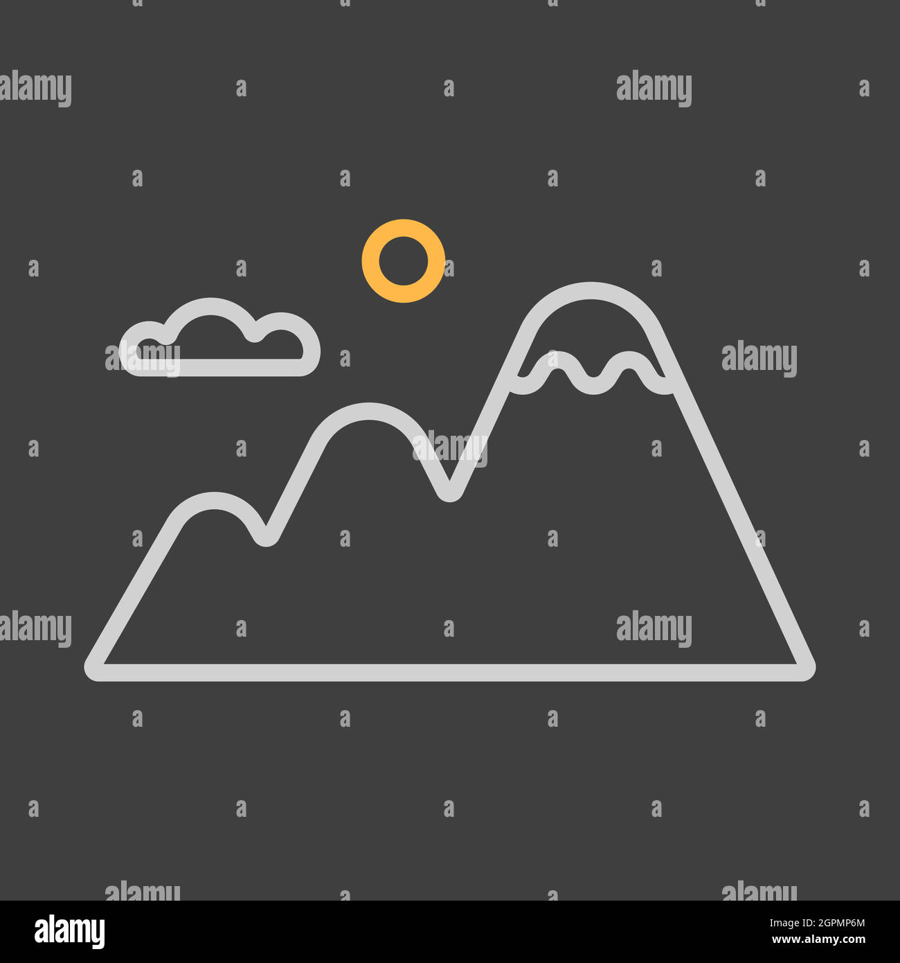 Icône représentant un vecteur de montagnes sur fond sombre. Signe de la nature Illustration de Vecteur