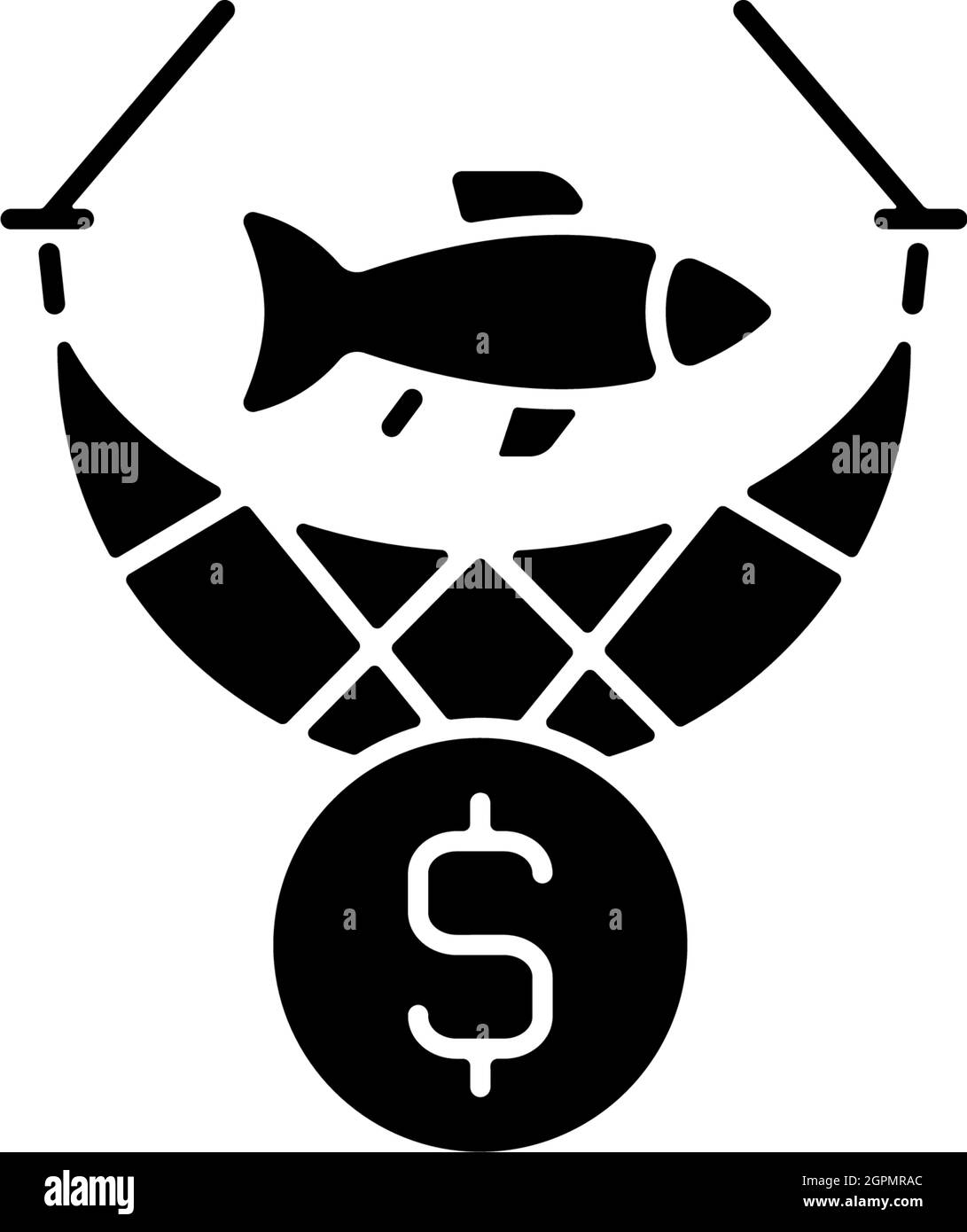 Icône de glyphe noir de pêche commerciale Illustration de Vecteur