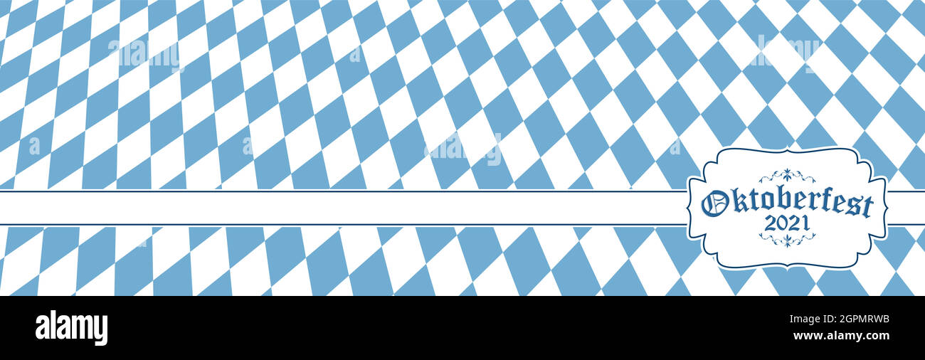 Fond Oktoberfest 2021 avec motif à carreaux bleu-blanc Illustration de Vecteur