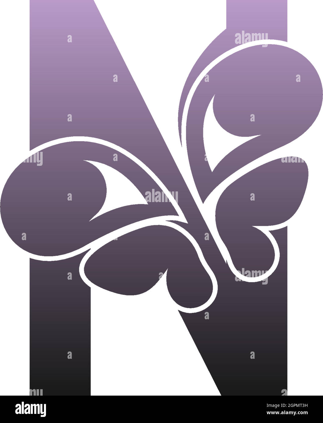 Lettre N avec logo représentant un papillon Illustration de Vecteur