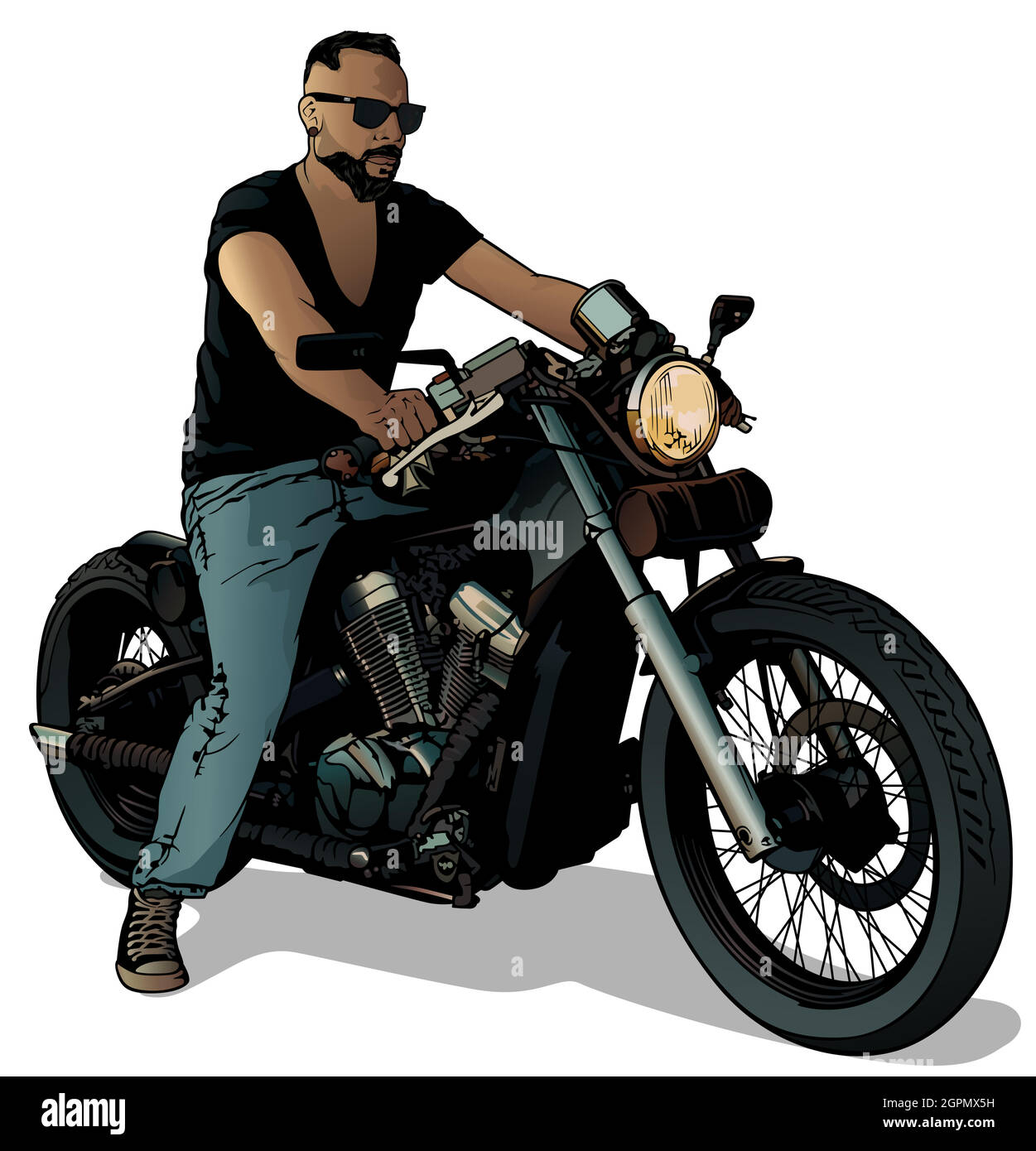 Motocycliste sur moto Illustration de Vecteur