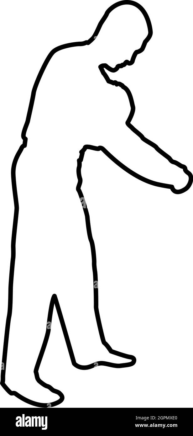 Homme habillant sweat vêtements concept mis sur son pull contour contour noir couleur vecteur illustration image de style plat Illustration de Vecteur