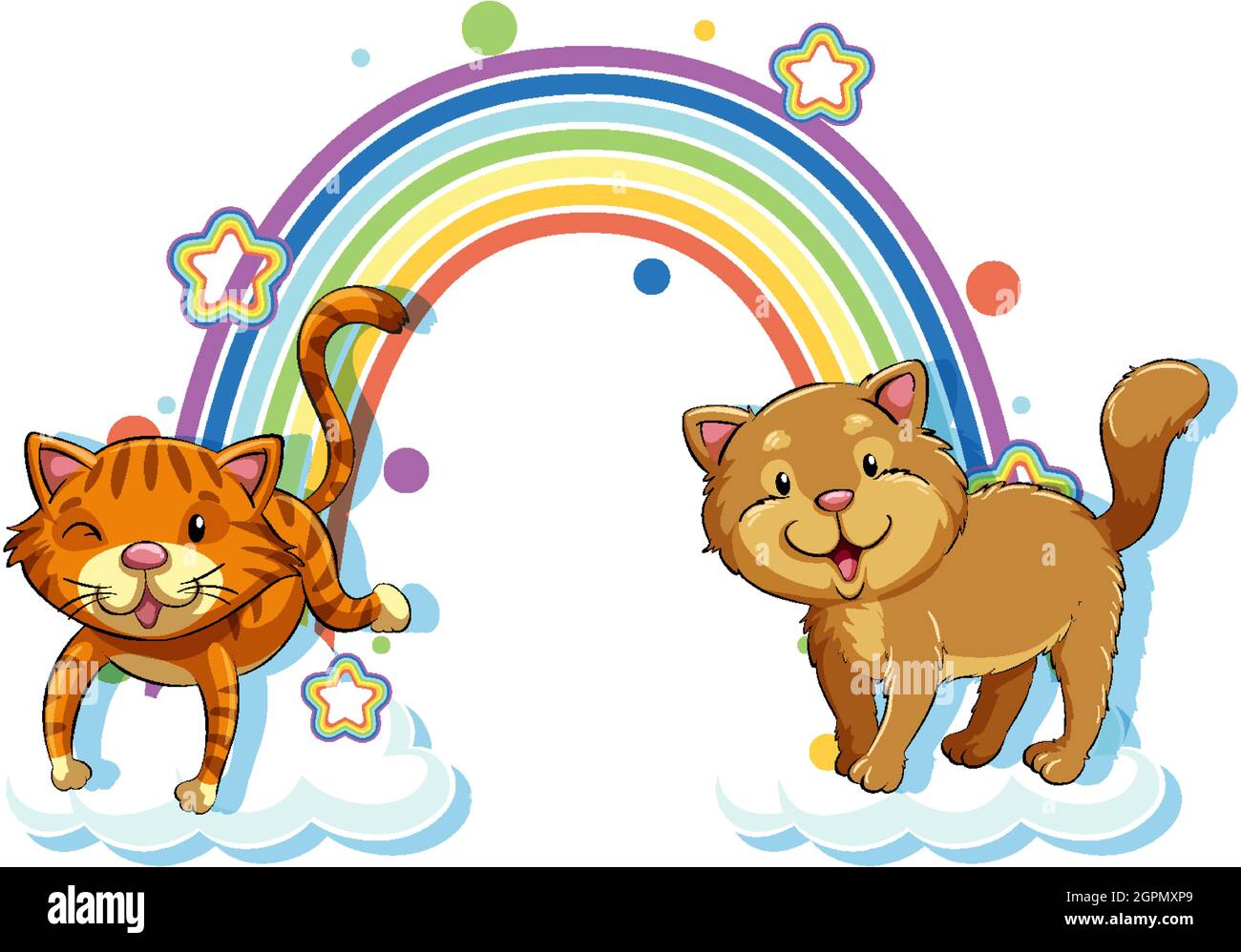 Deux personnages de dessin animé chats avec illustration arcenciel Image Vectorielle Stock Alamy