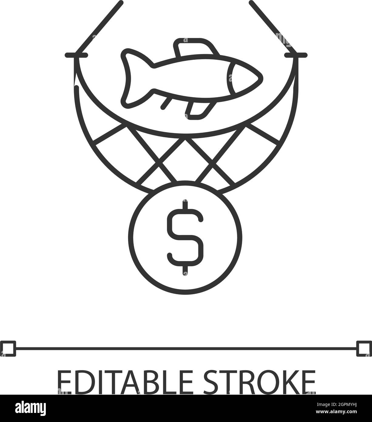 Icône linéaire de pêche commerciale Illustration de Vecteur