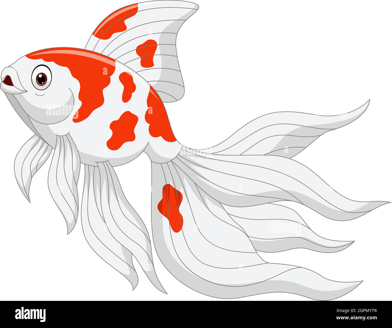 Dessin animé de poissons rouges sur fond blanc Illustration de Vecteur