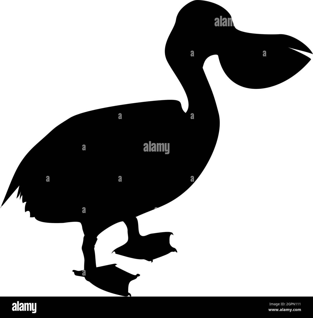 Silhouette pélican oiseau oiseau de mer oiseau d'eau noir couleur vecteur illustration image plate style Illustration de Vecteur