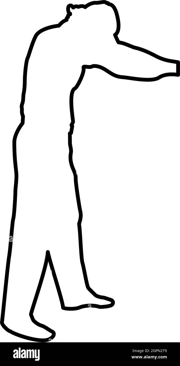 Homme habillant sweat vêtements concept mis sur son pull contour contour noir couleur vecteur illustration image de style plat Illustration de Vecteur